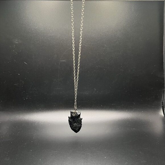 Authentic Stone Arrowhead 24” Chain Necklace Vintage Antique Flint - Picture 1 of 11